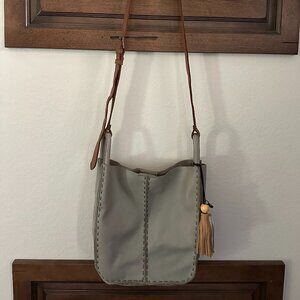 The Sak Los Feliz Tote Bag Leather Grey Brown Purse